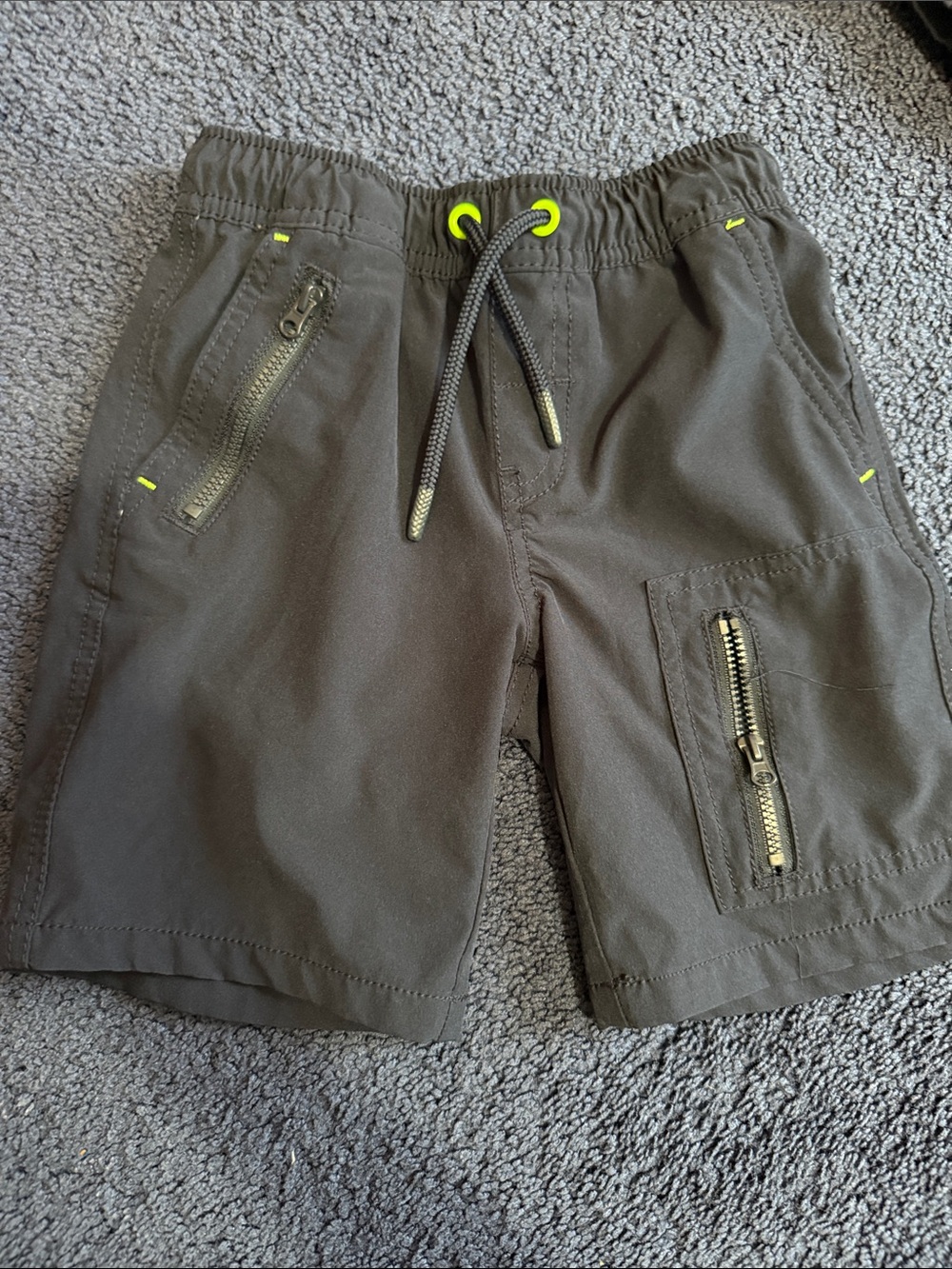 Cat & Jack Navy Cargo Shorts with Neon Yellow Accents